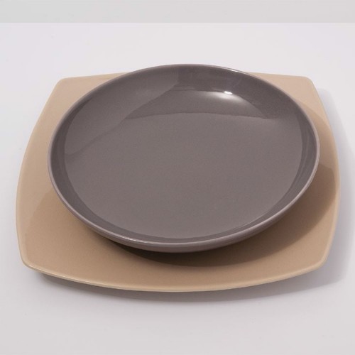 Assiette creuse porcelaine Gris - D 22 cm - Siviglia