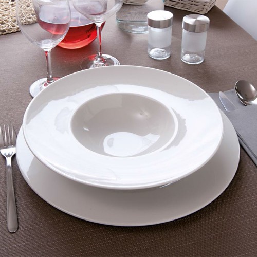 Lot de 6 assiettes à risotto en porcelaine blanche - D 27,5 cm - Napoli