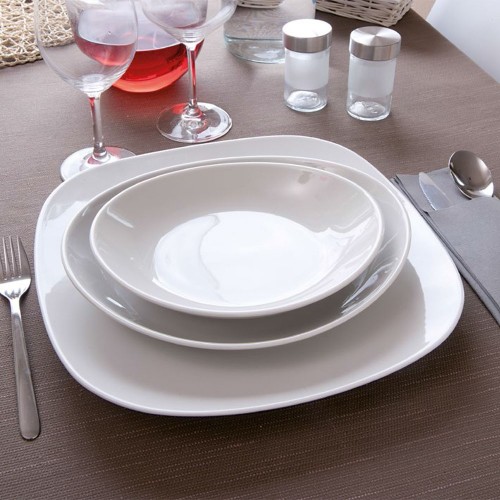 Lot de 6 assiettes gondoles porcelaine blanche - L 26 cm - Tivoli