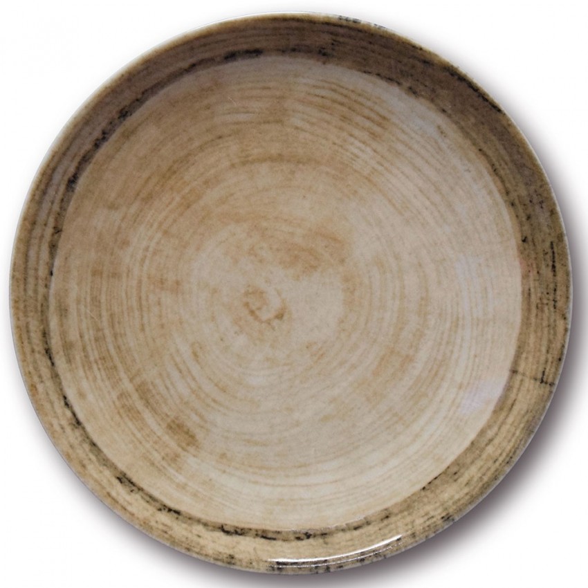 Lot 6 grandes assiettes plates Effet Bois - D 28 cm