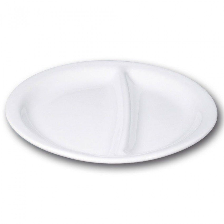 Assiette blanche 2 compartiments - D 26 cm