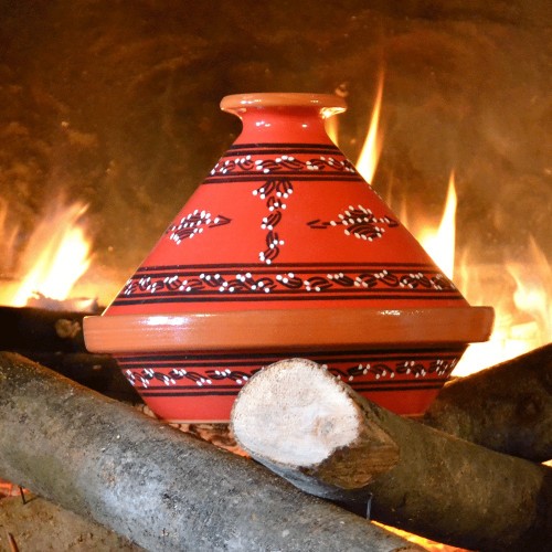 Tajine Tatoué rouge - D 23 cm traditionnel