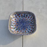 Plat carré Bakir bleu - L 25 cm