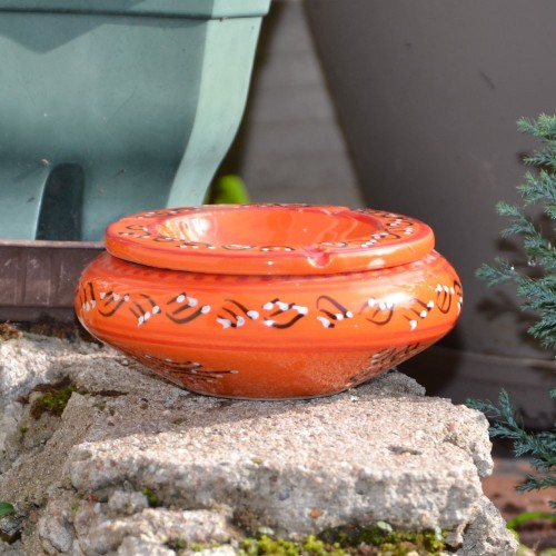 Cendrier marocain Anis Tatoué Orange 12 cm