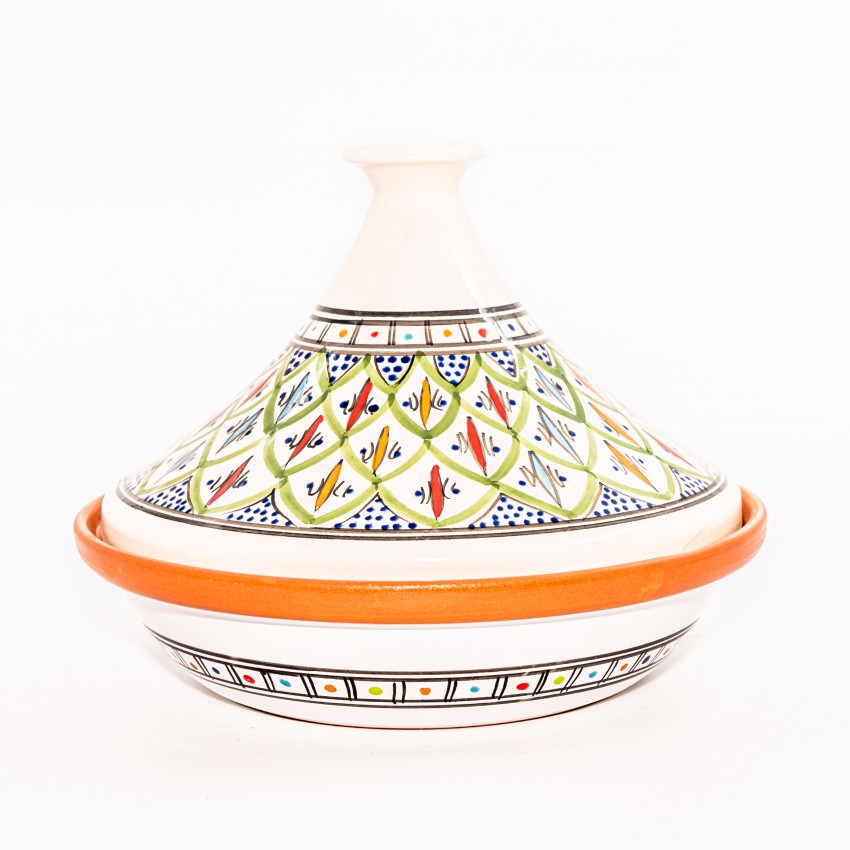 Tajine En Terre Cuite Bakir Bleu - Diamètre 31 Cm - Pour Four, Gaz Et BBQ