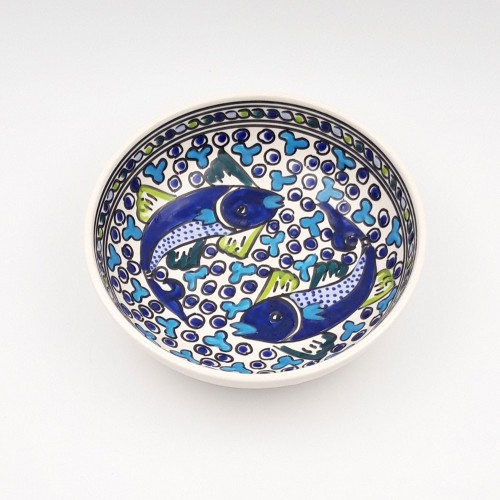 Assiette creuse de forme jatte Poissons Bleus - D 20 cm