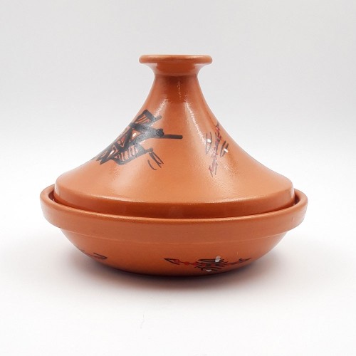 Tajine individuel évasé vernis décoré - D 22 cm