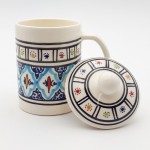 Tasse avec couvercle en céramique 25 cL Bakir Turquoise