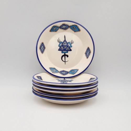 Lot de 6 assiettes à entrée ou dessert Sahel bleu - D 20 cm