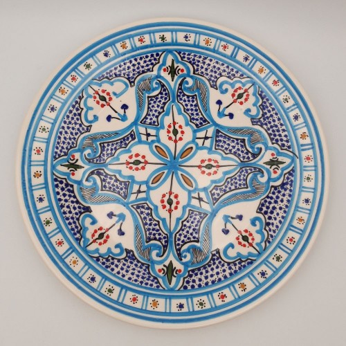 Assiette plate Marocain turquoise - D 28 cm