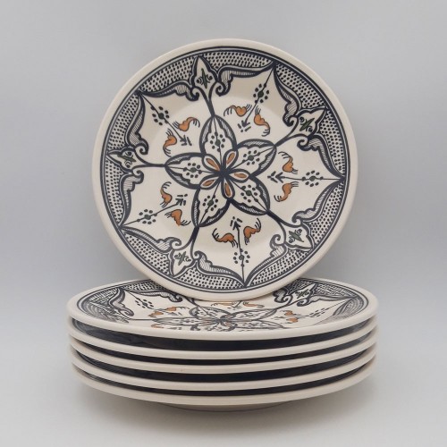 Lot de 6 assiettes plates Marocain noir - D 28 cm