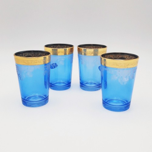 Verres à thé bleu Rayan 20 cl x 4 - Coffret