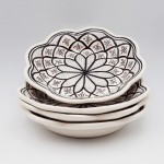 Lot de 4 assiettes creuses fleur Bakir gris - D 23 cm