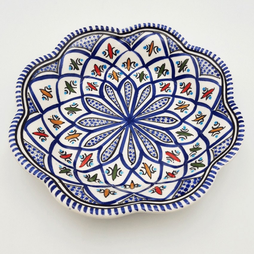 Assiette creuse fleur Bakir bleu - D 23 cm