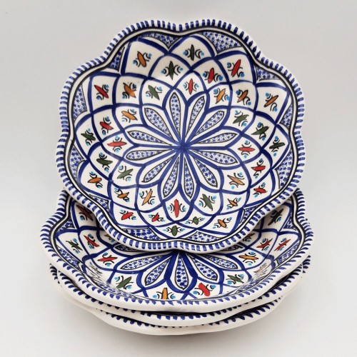 Lot de 4 assiettes creuses fleur Bakir bleu - D 23 cm