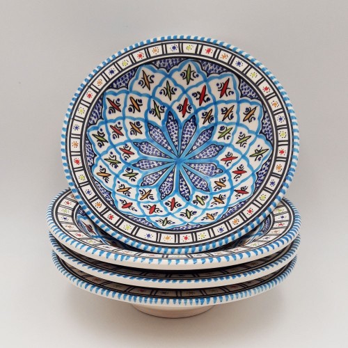 Lot de 4 assiettes creuses Tebsi Bakir turquoise - D 23 cm