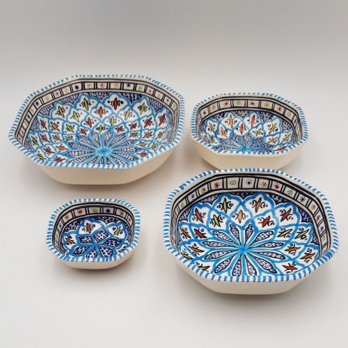 Lot de 4 plats octogonales Bakir turquoise