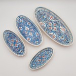 Lot de 4 plats ovales Marocain Turquoise