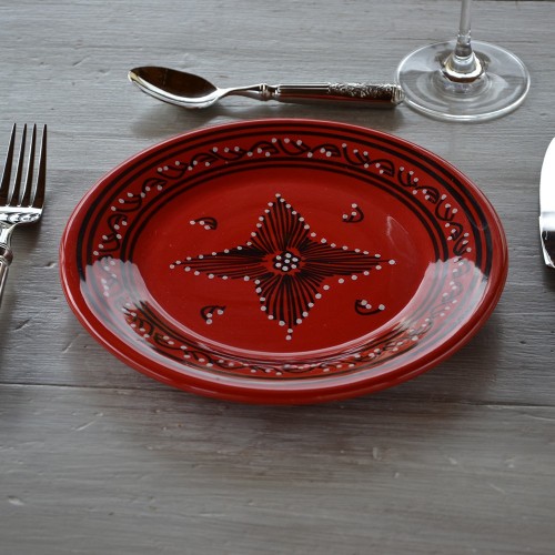 Assiette plate Tatoué rouge - D 24 cm