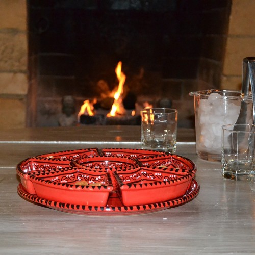 Service à apéritif Tatoué rouge