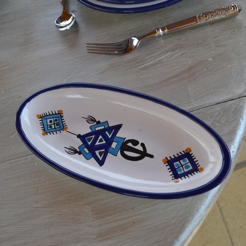 Plat ovale Khelel bleu - L 20 cm