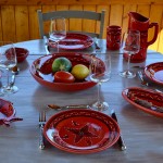 Lot de 6 assiettes plates Tatoué rouge - D 24 cm