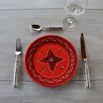 Lot de 6 assiettes plates Tatoué rouge - D 24 cm