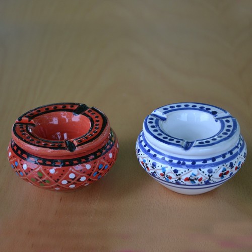 Lot de 2 mini cendriers Marrakech Rouge et Blanc