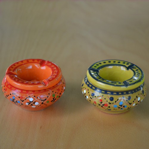 Lot de 2 mini cendriers Marrakech Orange et Vert