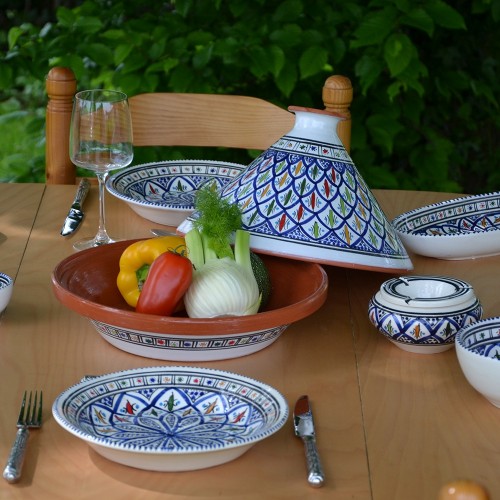 Service tajine assiettes creuses Bakir bleu - 6 pers 