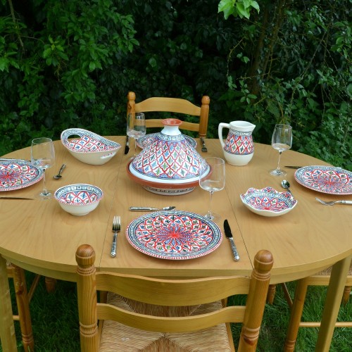 Service tajine assiettes plates Bakir rouge - 6 pers 