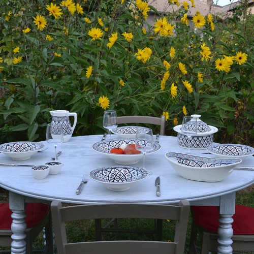 Service à couscous assiettes Tebsi Bakir gris - 12 pers 