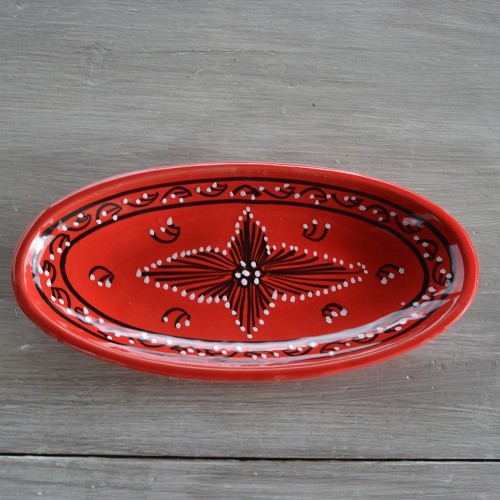 Plat ovale Tatoué rouge - L 24 cm