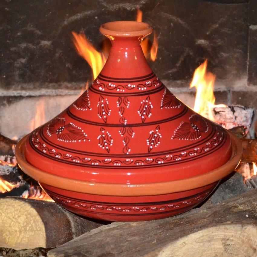 Tajine Tatoué rouge - D 31 cm traditionnel