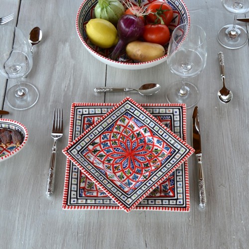 Assiette carrée Bakir rouge - Larg 19 cm