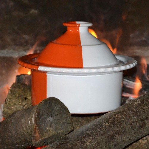 Cocotte Querouana Blanche et Orange - D 20 cm