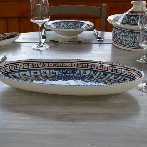 Plat ovale Bakir turquoise - L 53 cm